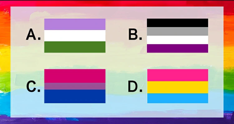 Seleccione la Bandera del Orgullo Bisexual entre las siguientes banderas.
